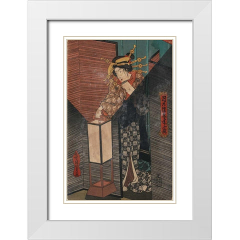 Checking the Lanterns, 1850 White Modern Wood Framed Art Print with Double Matting by Unknown