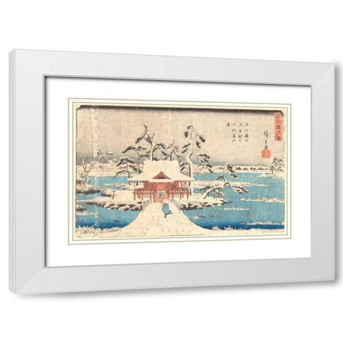 The Temple in the Snow, 1850 White Modern Wood Framed Art Print with Double Matting by Unknown