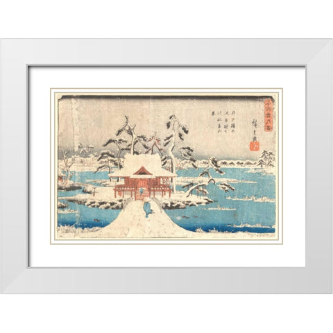 The Temple in the Snow, 1850 White Modern Wood Framed Art Print with Double Matting by Unknown