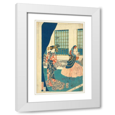 Fascination over an American Woman, 1868 White Modern Wood Framed Art Print with Double Matting by Unknown