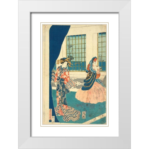 Fascination over an American Woman, 1868 White Modern Wood Framed Art Print with Double Matting by Unknown