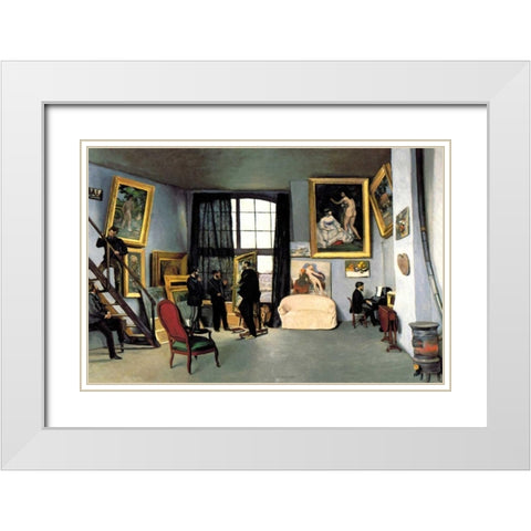 Bazilles Studio: 9 rue de la Condamine, 1870 White Modern Wood Framed Art Print with Double Matting by Unknown