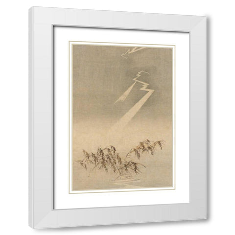 Thunder and lightning over rice grain, 1900 White Modern Wood Framed Art Print with Double Matting by Unknown
