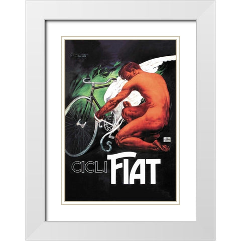 Cicli Fiat (Fiat Cycles) White Modern Wood Framed Art Print with Double Matting by Unknown