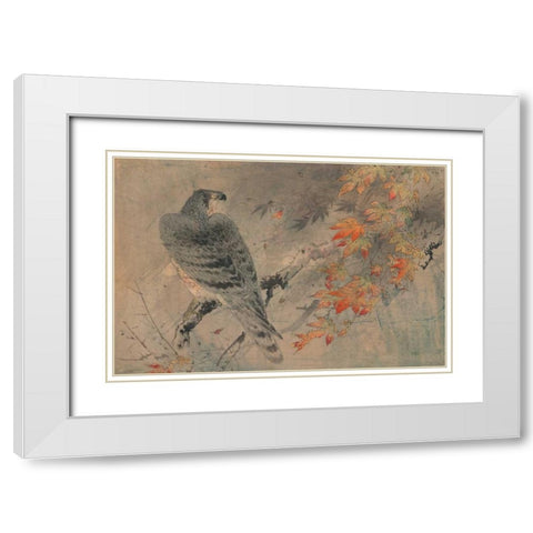Eagle on a maple branch White Modern Wood Framed Art Print with Double Matting by Unknown
