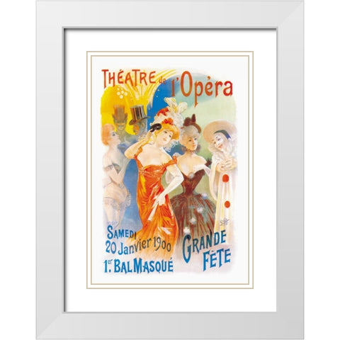 Theatre de l Opera White Modern Wood Framed Art Print with Double Matting by Unknown