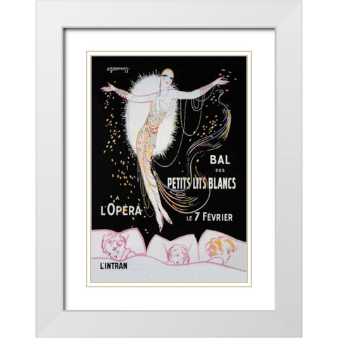 Dance of the Little White Lights White Modern Wood Framed Art Print with Double Matting by Unknown