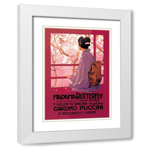 Madama Butterfly White Modern Wood Framed Art Print with Double Matting by Unknown