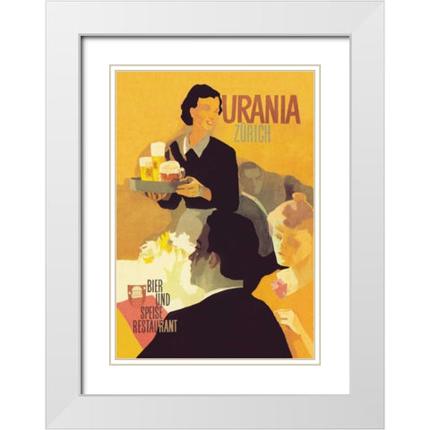 Urania Bier und Speise Restaurant White Modern Wood Framed Art Print with Double Matting by Unknown