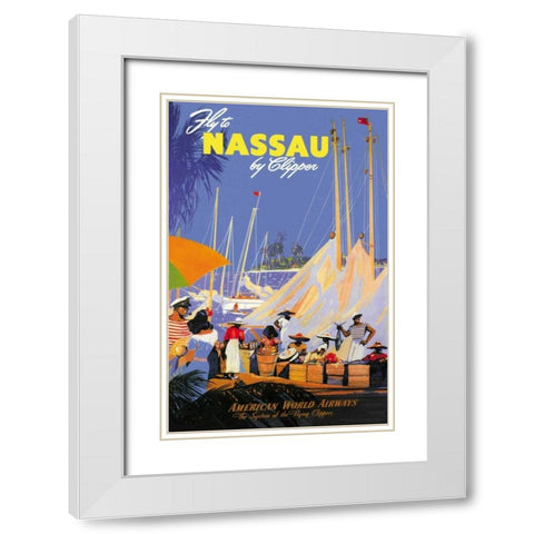 Fly to Nassau by Clipper White Modern Wood Framed Art Print with Double Matting by Von Arenburg