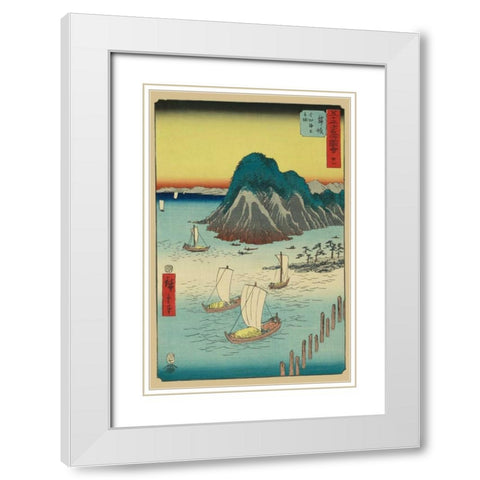 Maisaka, 1855 White Modern Wood Framed Art Print with Double Matting by Hiroshige, Ando