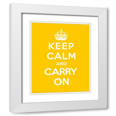 Keep Calm and Carry On - Yellow White Modern Wood Framed Art Print with Double Matting by The British Ministry of Information