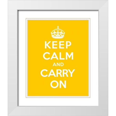 Keep Calm and Carry On - Yellow White Modern Wood Framed Art Print with Double Matting by The British Ministry of Information