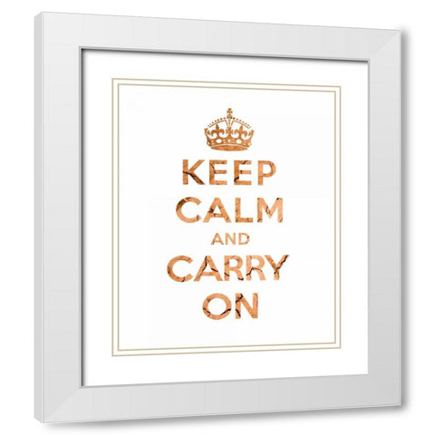 Keep Calm and Carry On - Texture II White Modern Wood Framed Art Print with Double Matting by The British Ministry of Information