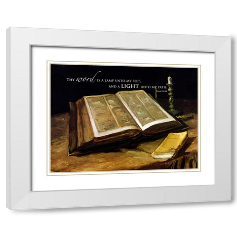 The Bible: Still Life with verse White Modern Wood Framed Art Print with Double Matting by Van Gogh, Vincent