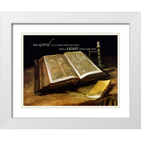 The Bible: Still Life with verse White Modern Wood Framed Art Print with Double Matting by Van Gogh, Vincent
