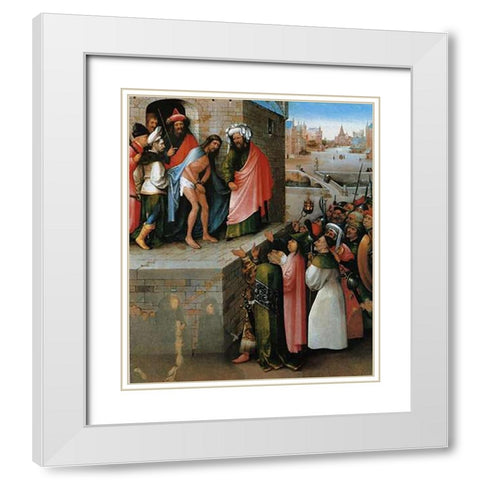 Ecce Homo White Modern Wood Framed Art Print with Double Matting by Bosch, Hieronymus