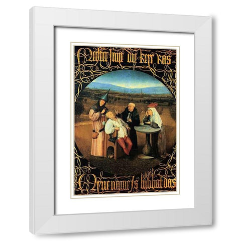 The Cure Of Folly White Modern Wood Framed Art Print with Double Matting by Bosch, Hieronymus