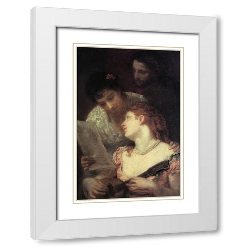 A Musical Party 1874 White Modern Wood Framed Art Print with Double Matting by Cassatt, Mary
