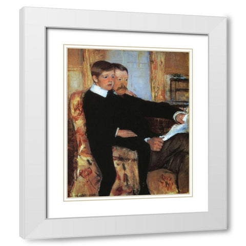 Alexander And His Son Robert 1885 White Modern Wood Framed Art Print with Double Matting by Cassatt, Mary