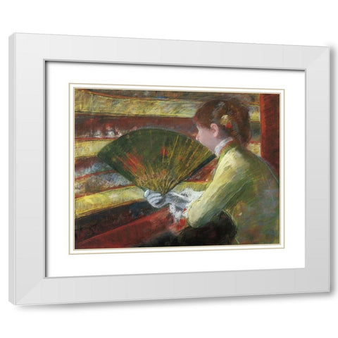 At The Theater II 1879 White Modern Wood Framed Art Print with Double Matting by Cassatt, Mary