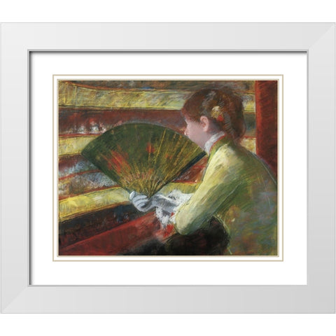 At The Theater II 1879 White Modern Wood Framed Art Print with Double Matting by Cassatt, Mary