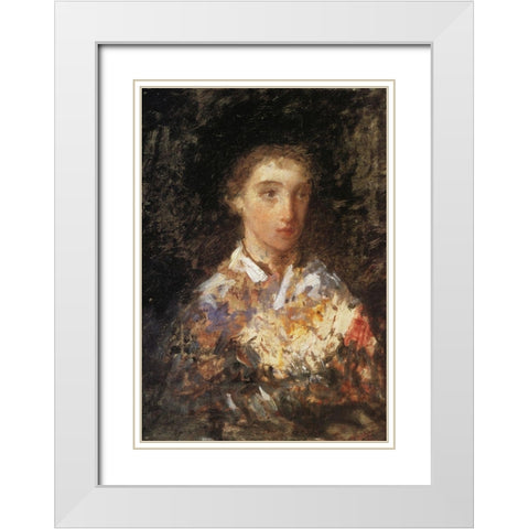 Head Of A Young Girl 1874 White Modern Wood Framed Art Print with Double Matting by Cassatt, Mary