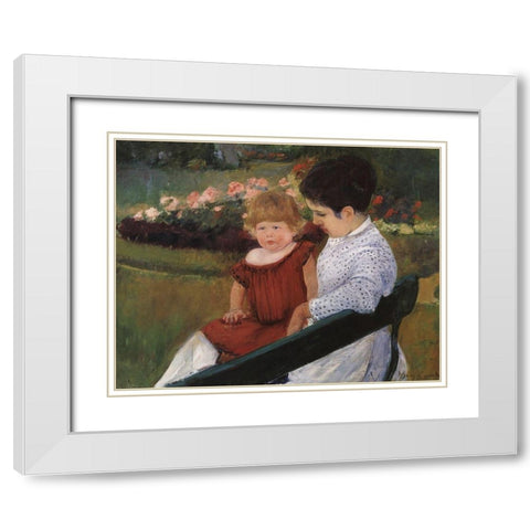 In The Park 1894 White Modern Wood Framed Art Print with Double Matting by Cassatt, Mary