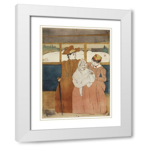 Interior Of A Tramway Passing A Bridge 1891 White Modern Wood Framed Art Print with Double Matting by Cassatt, Mary