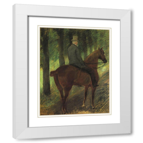 Mr Robert S On Horseback 1885 White Modern Wood Framed Art Print with Double Matting by Cassatt, Mary