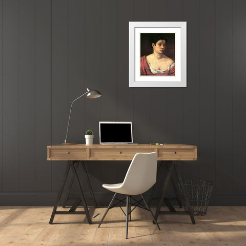 Portrait Of A Woman 1872 White Modern Wood Framed Art Print with Double Matting by Cassatt, Mary
