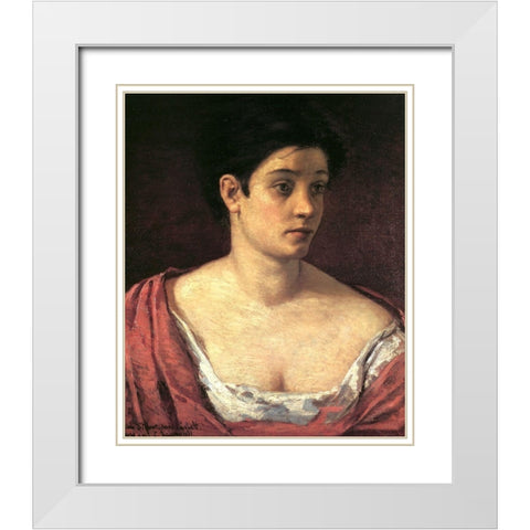 Portrait Of A Woman 1872 White Modern Wood Framed Art Print with Double Matting by Cassatt, Mary