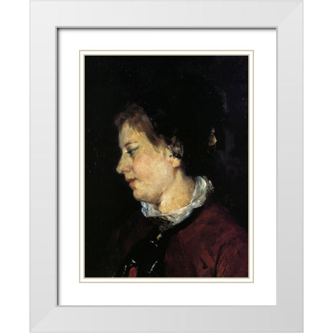 Portrait Of Madame Sisley 1873 White Modern Wood Framed Art Print with Double Matting by Cassatt, Mary