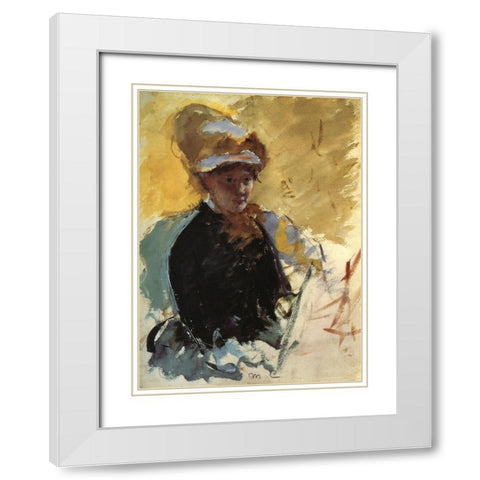 Self Portrait 1880 White Modern Wood Framed Art Print with Double Matting by Cassatt, Mary