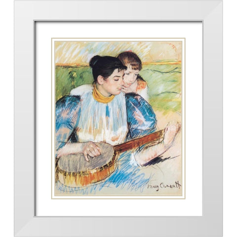 The Banjo Lesson, 1894 White Modern Wood Framed Art Print with Double Matting by Cassatt, Mary