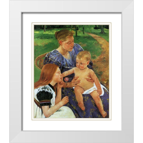 The Family 1892 White Modern Wood Framed Art Print with Double Matting by Cassatt, Mary
