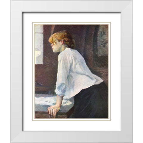 The Laundress 1889 White Modern Wood Framed Art Print with Double Matting by Cassatt, Mary
