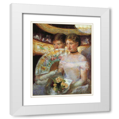 The Loge 1882 White Modern Wood Framed Art Print with Double Matting by Cassatt, Mary