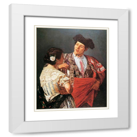 Torrero And Young Girl 1873 White Modern Wood Framed Art Print with Double Matting by Cassatt, Mary