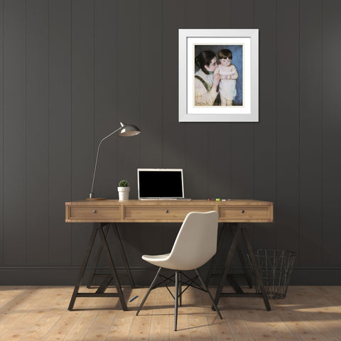 Young Thomas And His Mother 1893 White Modern Wood Framed Art Print with Double Matting by Cassatt, Mary