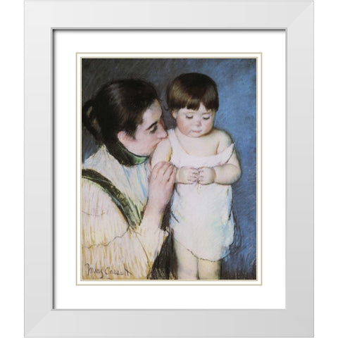 Young Thomas And His Mother 1893 White Modern Wood Framed Art Print with Double Matting by Cassatt, Mary