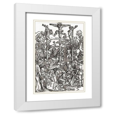 Calvary White Modern Wood Framed Art Print with Double Matting by Durer, Albrecht