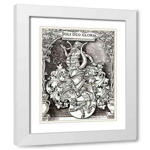 Coat Of Arms Of Johann Tscherte White Modern Wood Framed Art Print with Double Matting by Durer, Albrecht