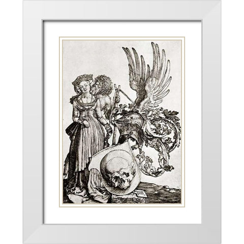 Crest With A Deaths Head White Modern Wood Framed Art Print with Double Matting by Durer, Albrecht