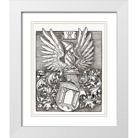 Coat Of Arms White Modern Wood Framed Art Print with Double Matting by Durer, Albrecht