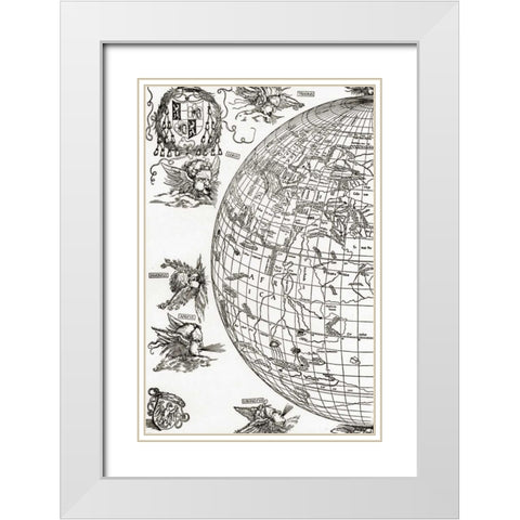 Eastern Hemisphere Of The Terrestial Globe White Modern Wood Framed Art Print with Double Matting by Durer, Albrecht