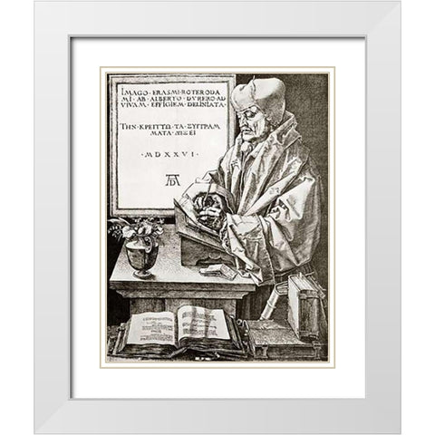 Erasmus Of Rotterdam White Modern Wood Framed Art Print with Double Matting by Durer, Albrecht