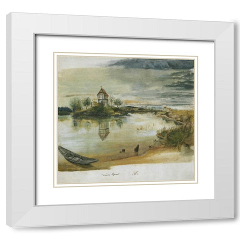 Fishermans House On A Lake Near Nuremberg White Modern Wood Framed Art Print with Double Matting by Durer, Albrecht