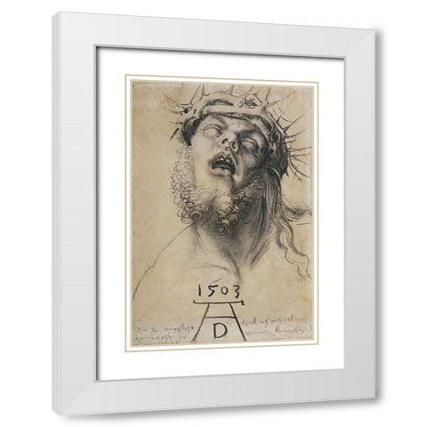 Head Of The Dead Museumist White Modern Wood Framed Art Print with Double Matting by Durer, Albrecht