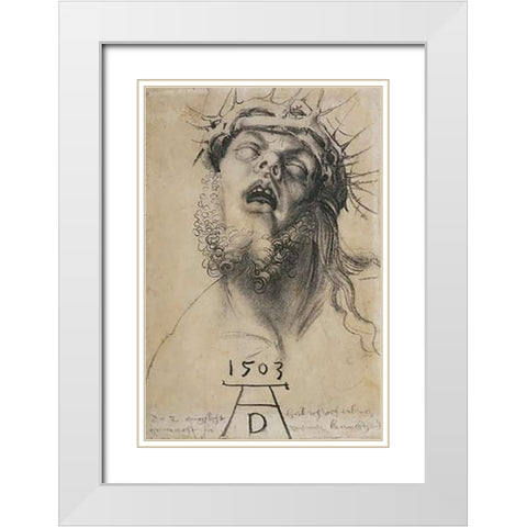Head Of The Dead Museumist White Modern Wood Framed Art Print with Double Matting by Durer, Albrecht